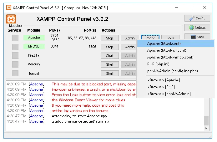 Cấu hình XAMPP - Bước 1